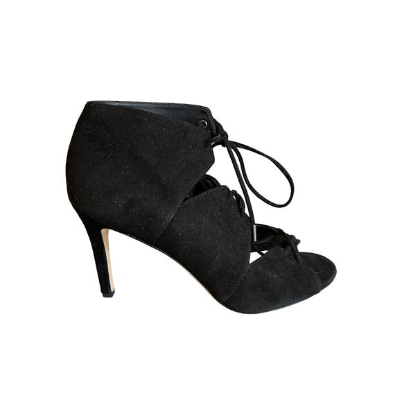 Via Spiga Black Suede Caged Tie Detail Heels 9 - Picture 1 of 9